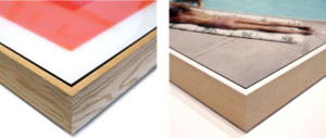 Image of 2 examples of float-frames used for artworks on panels.
