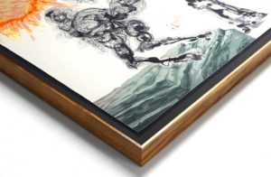 photo of silk scarf by Salvador Dali, framed in Australian Blackwood Acem Wedge